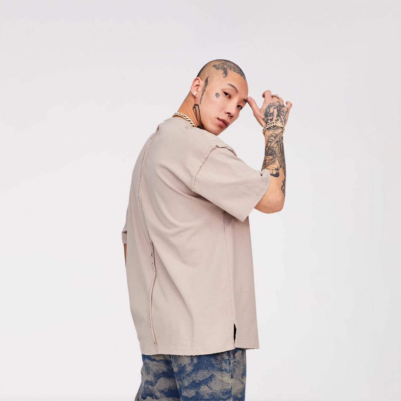 F2CE Essential Embossed LOGO Reversed T-Shirt-T Shirt-XS-Grey-Free Shipping Leatheretro