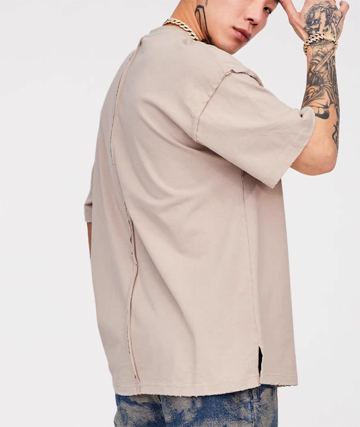 F2CE Essential Embossed LOGO Reversed T-Shirt-T Shirt-XS-Grey-Free Shipping Leatheretro