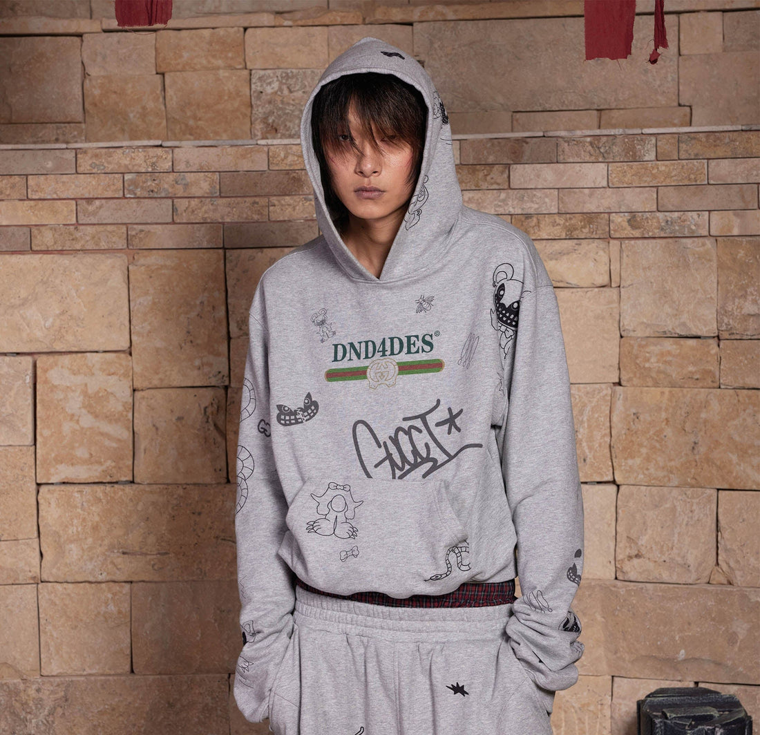 DND4DES Graffiti Bootleg Oversized Hoodie-Hoodie-S-Free Shipping Leatheretro