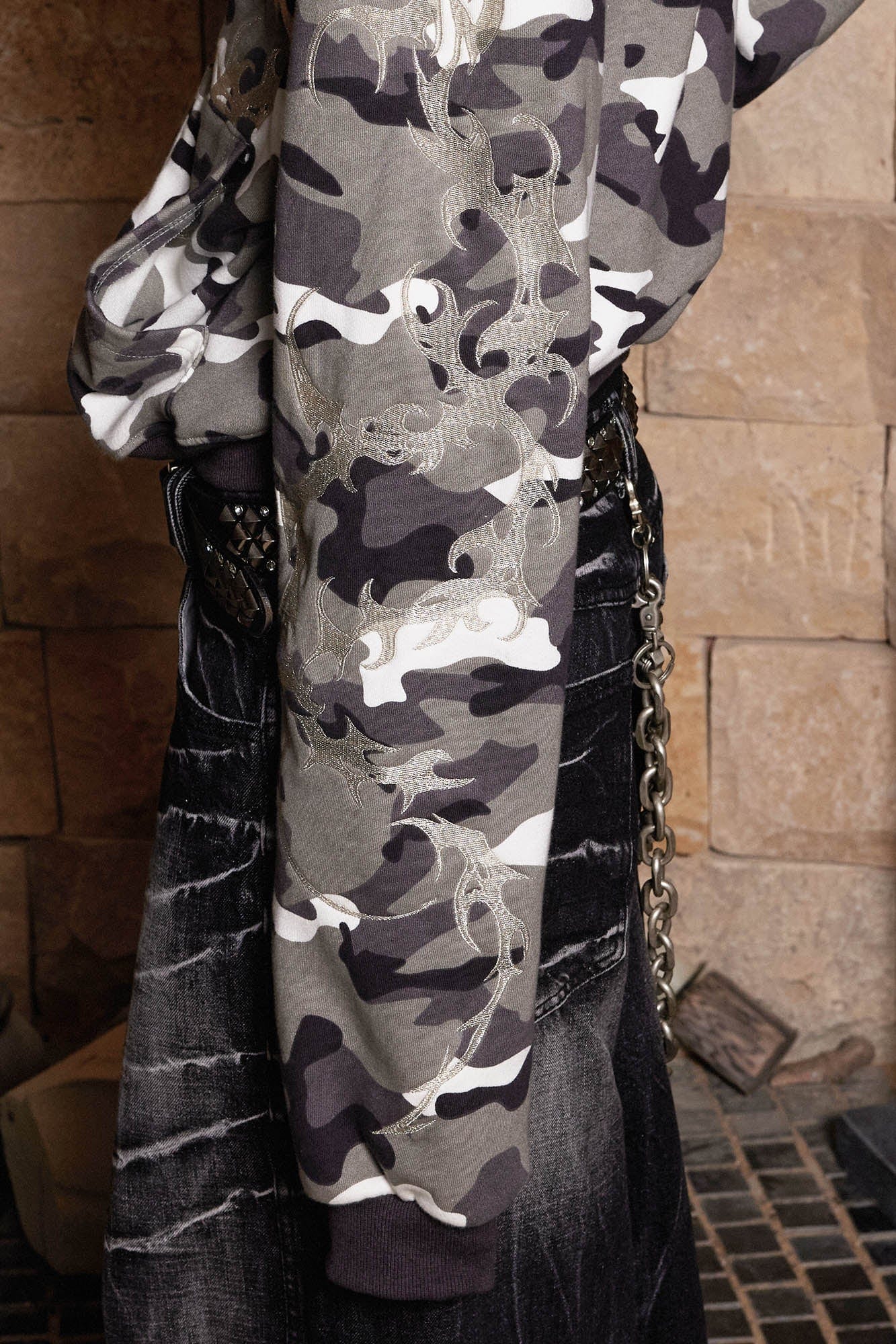 DND4DES Camo Zip-up Embroidery Hoodie-Hoodie-S-Free Shipping Leatheretro