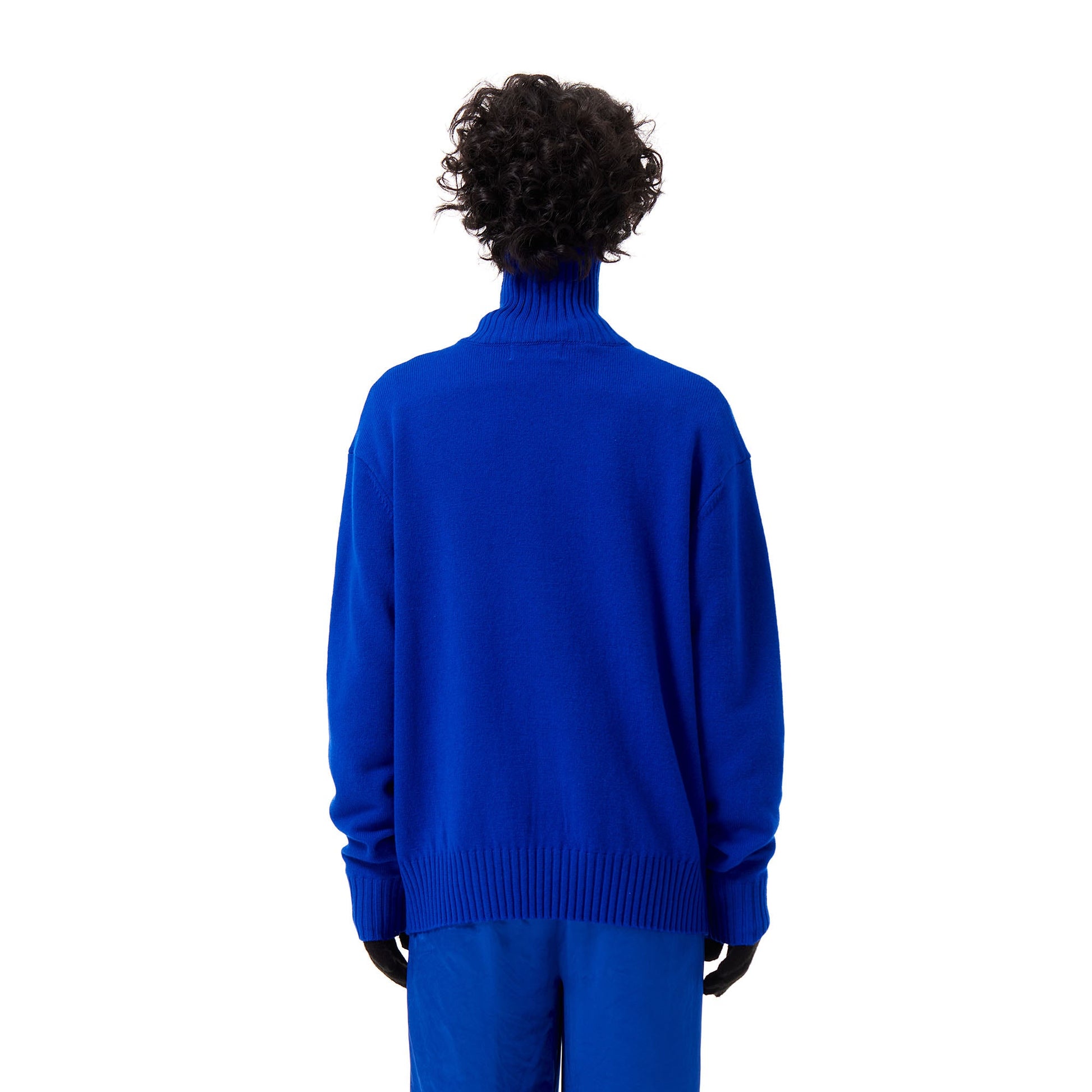 OUYANG WENJUN Contrast Spade Jacquard Turtleneck Sweater-Sweater-M-Blue-Free Shipping Leatheretro