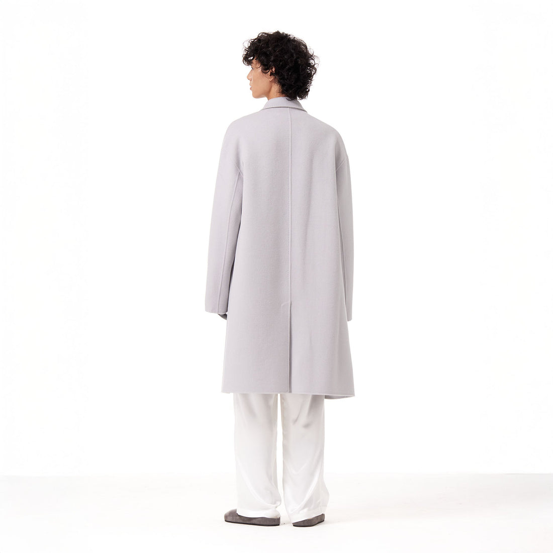 OUYANG WENJUN Single-Breasted Wool Overcoat Gray-Jacket-M-Free Shipping Leatheretro