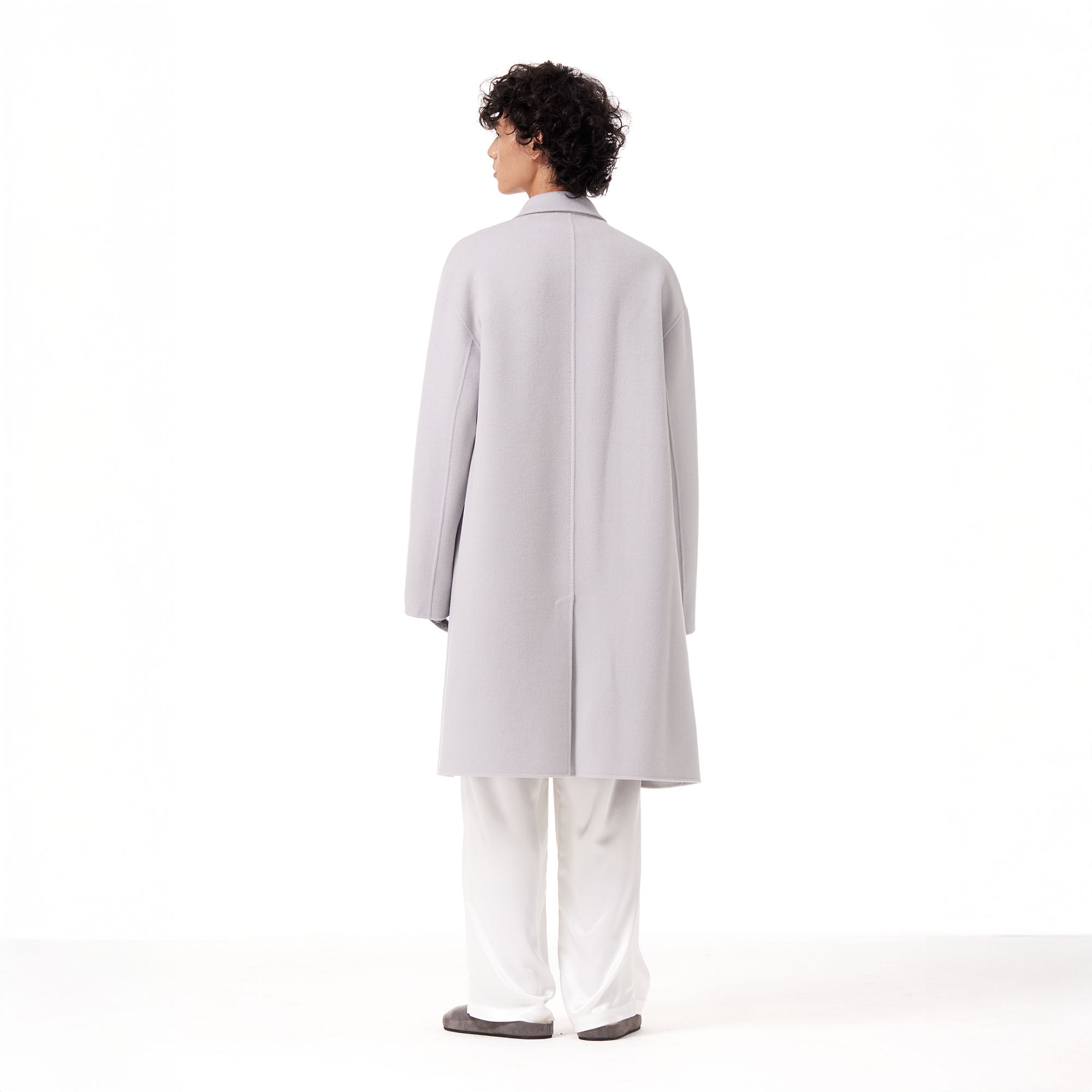 OUYANG WENJUN Single-Breasted Wool Overcoat Gray-Jacket-M-Free Shipping Leatheretro