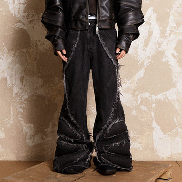 FLYERRER Mutation Dragon Claw Frayed Flared Jeans-Jeans-S-Free Shipping Leatheretro