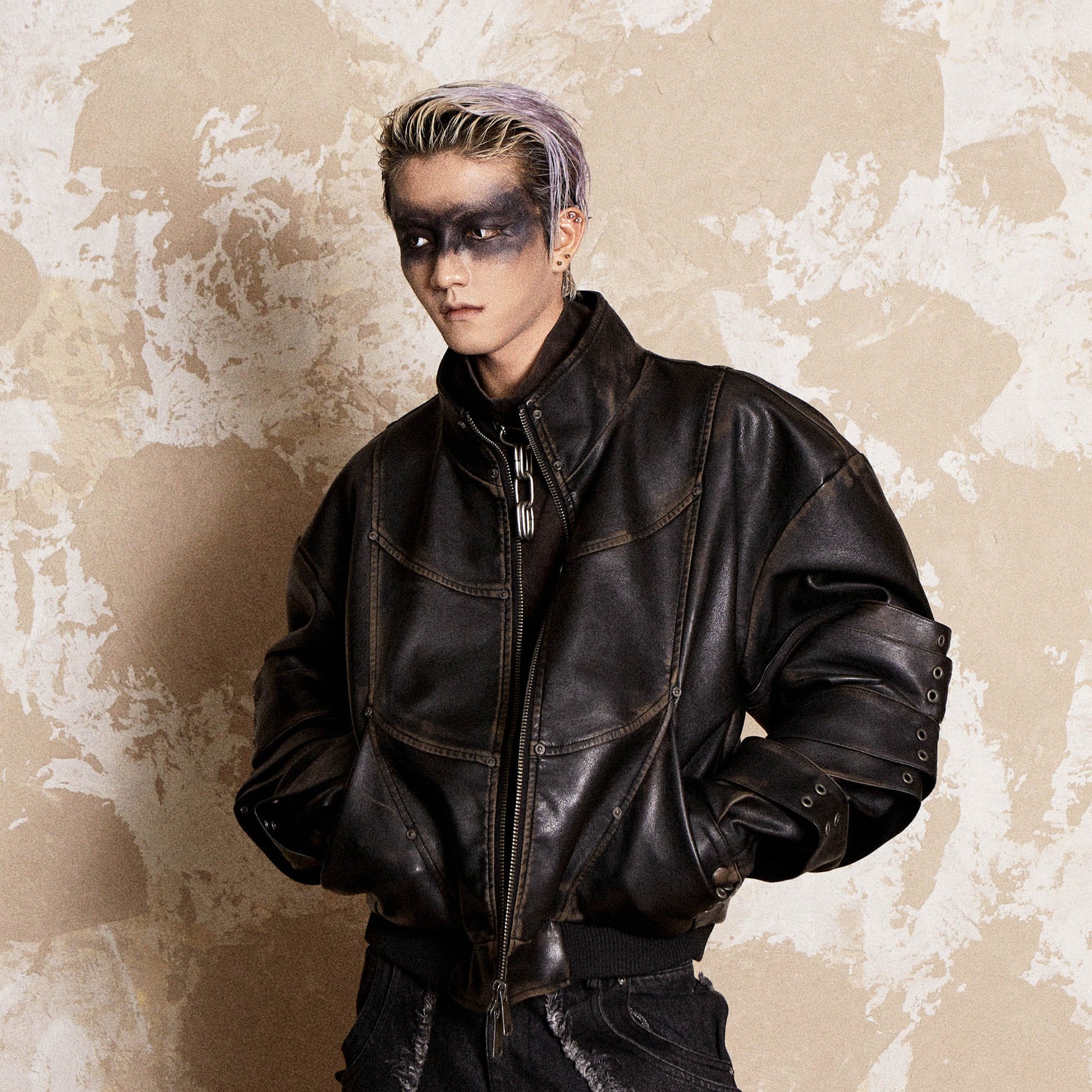 FLYERRER Mutation Layered Armor Spliced Faux Leather Jacket-Jacket-S-Free Shipping Leatheretro