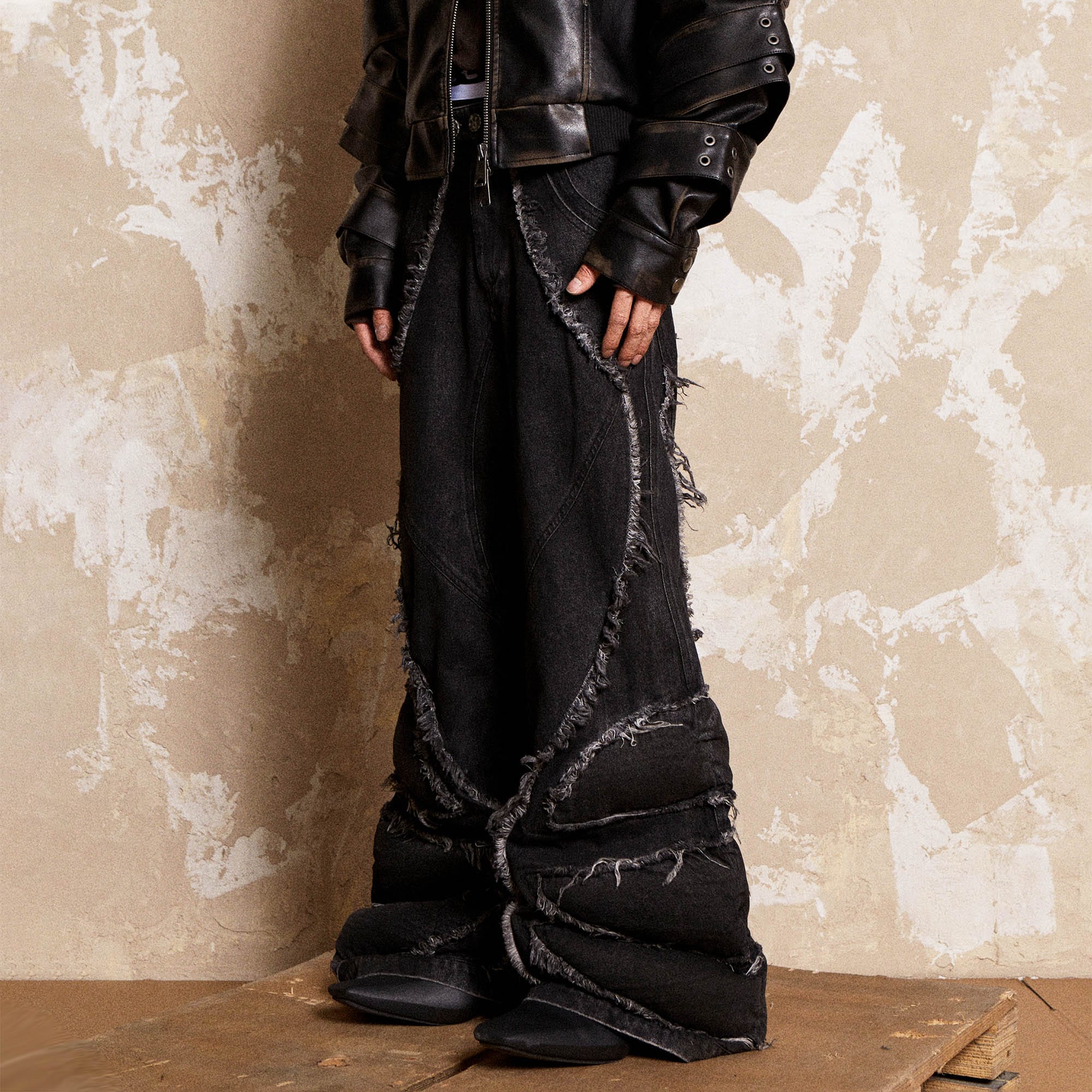 FLYERRER Mutation Dragon Claw Frayed Flared Jeans-Jeans-S-Free Shipping Leatheretro