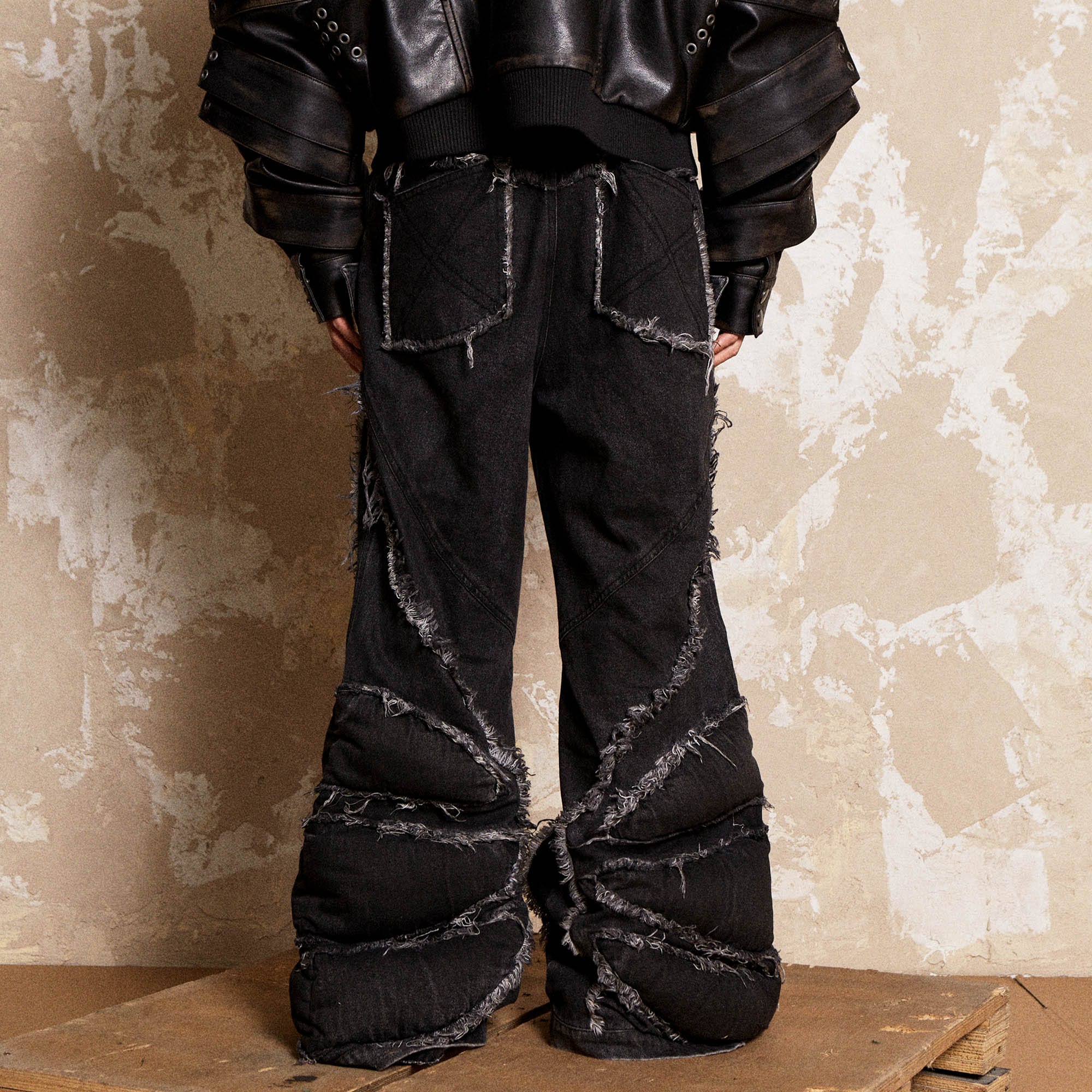 FLYERRER Mutation Dragon Claw Frayed Flared Jeans-Jeans-S-Free Shipping Leatheretro