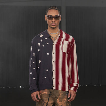 DND4DES American Flag Knitted Shirt-Jacket-S-Free Shipping Leatheretro