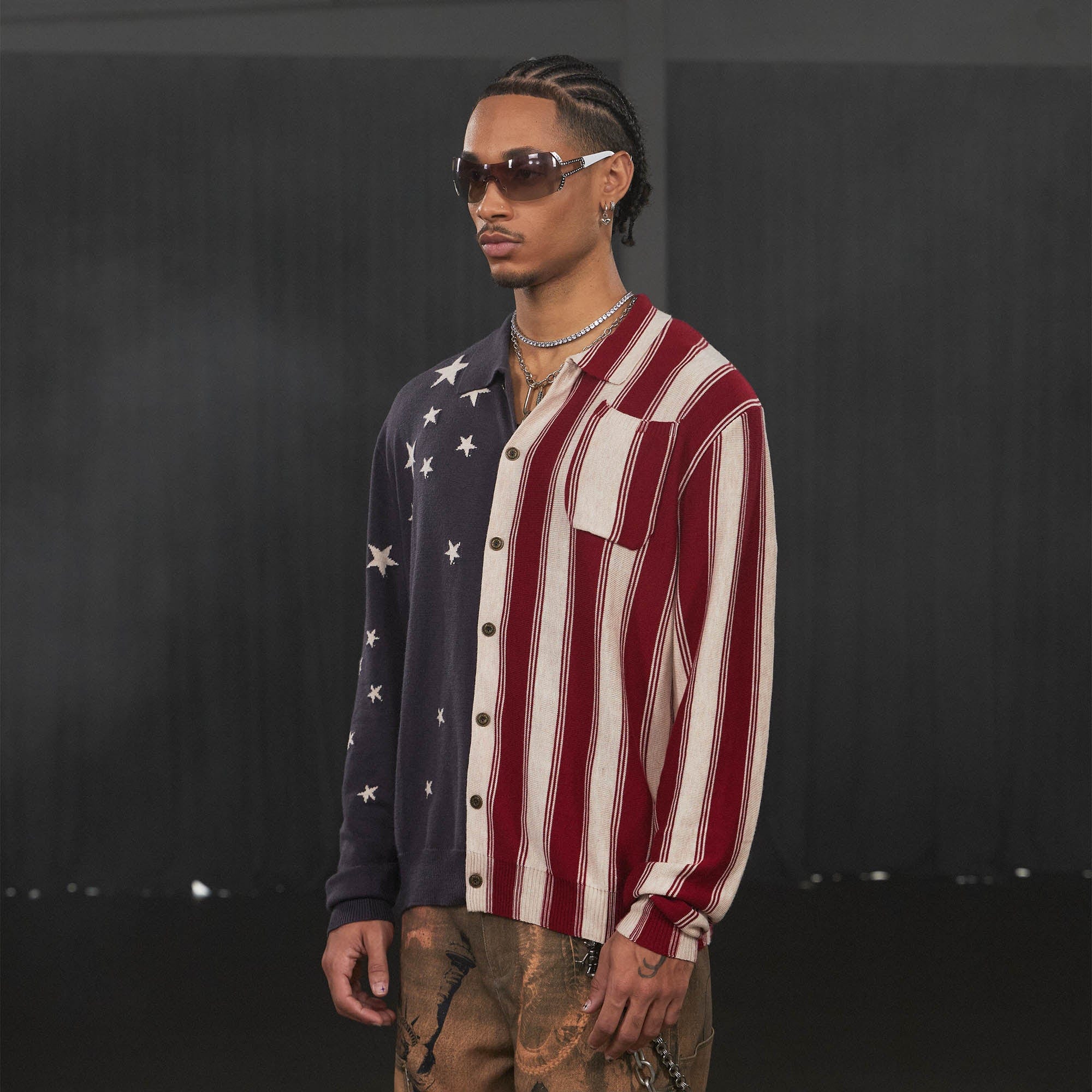 DND4DES American Flag Knitted Shirt-Jacket-S-Free Shipping Leatheretro