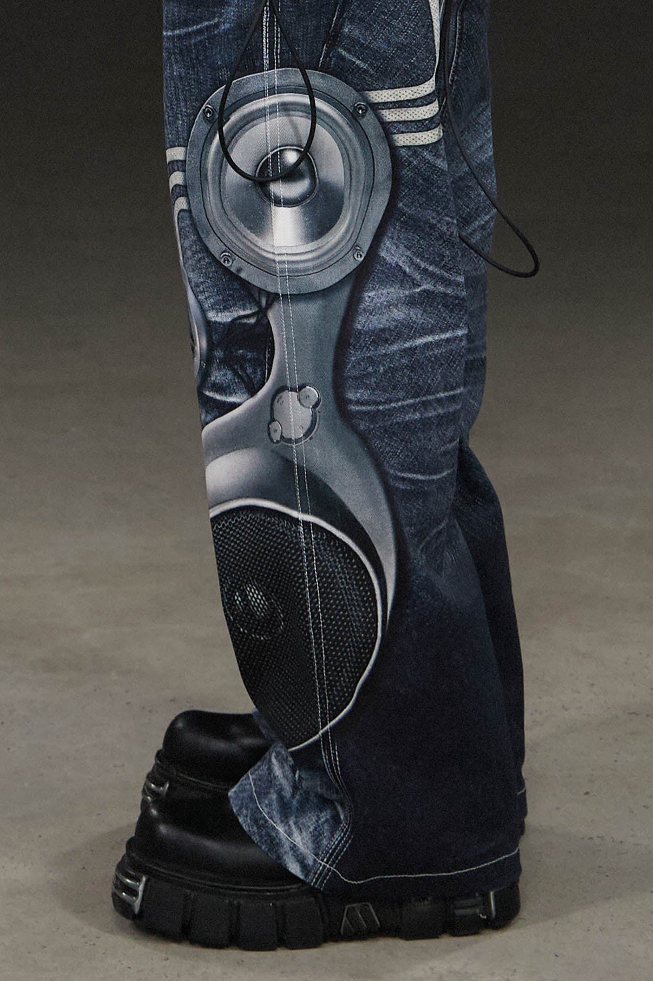 DND4DES Sound System Straight-Leg Pants Blue-Pants-S-Free Shipping Leatheretro