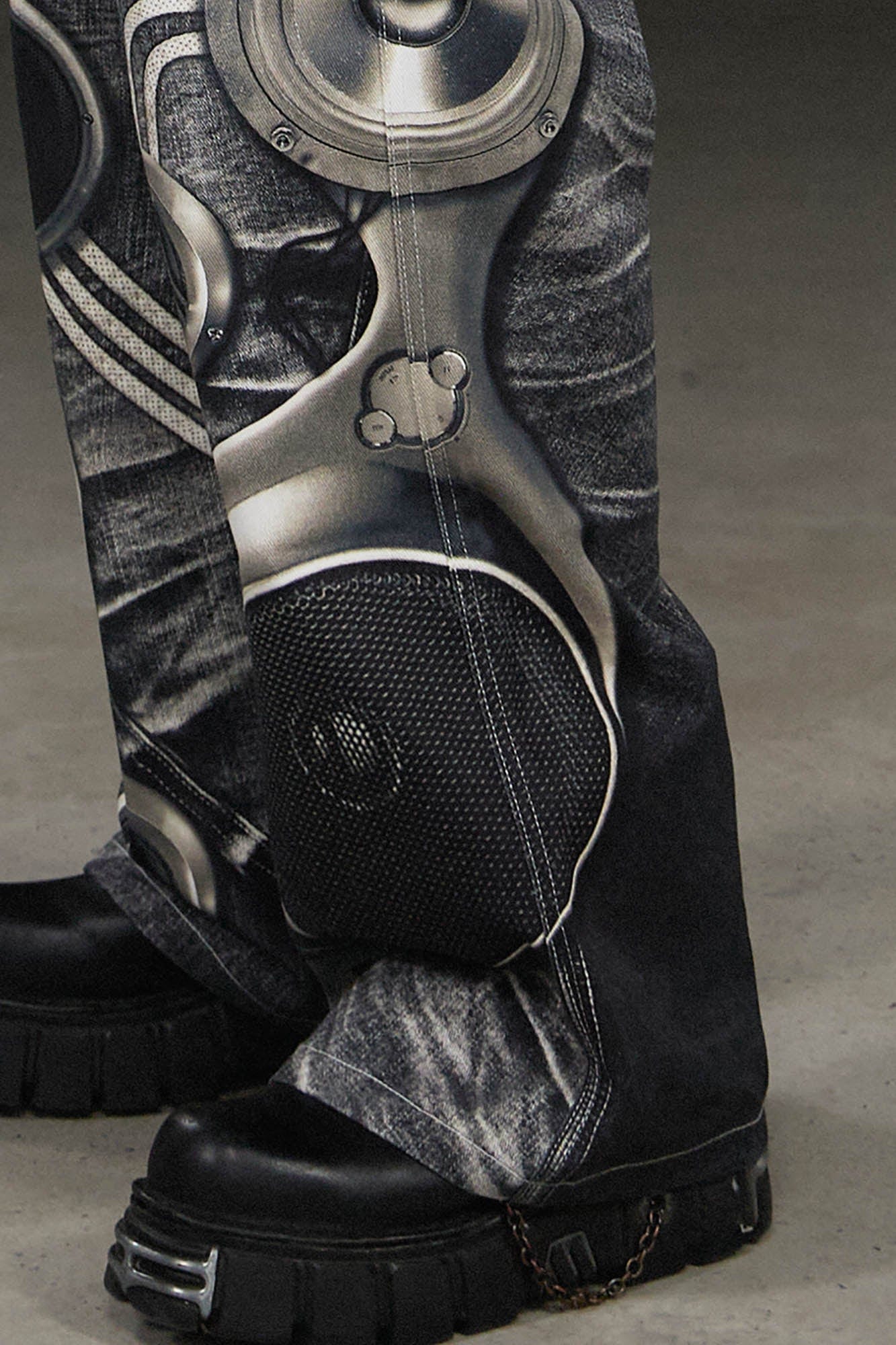 DND4DES Sound System Straight-Leg Pants Black-Pants-S-Free Shipping Leatheretro