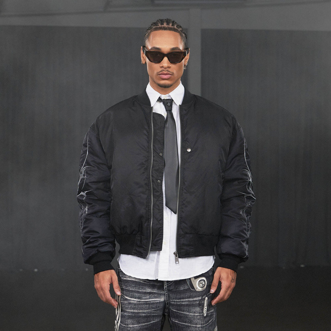 DND4DES Graffiti Embroidered MA1 Bomber Jacket-Jacket-S-Free Shipping Leatheretro