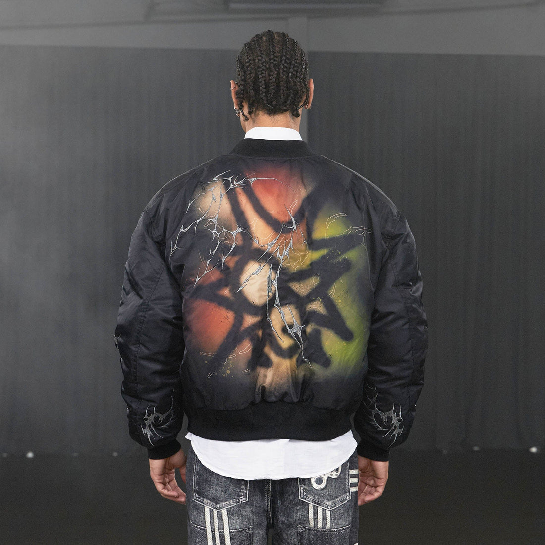 DND4DES Graffiti Embroidered MA1 Bomber Jacket-Jacket-S-Free Shipping Leatheretro