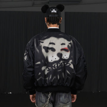 DND4DES Graffiti Bulldog MA1 Bomber Jacket-Jacket-S-Free Shipping Leatheretro