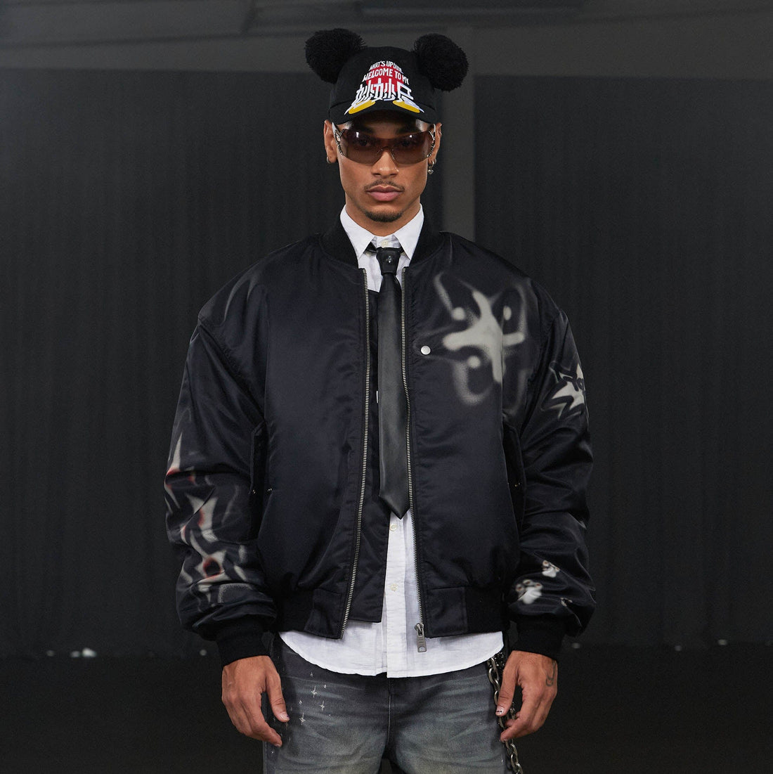 DND4DES Graffiti Bulldog MA1 Bomber Jacket-Jacket-S-Free Shipping Leatheretro