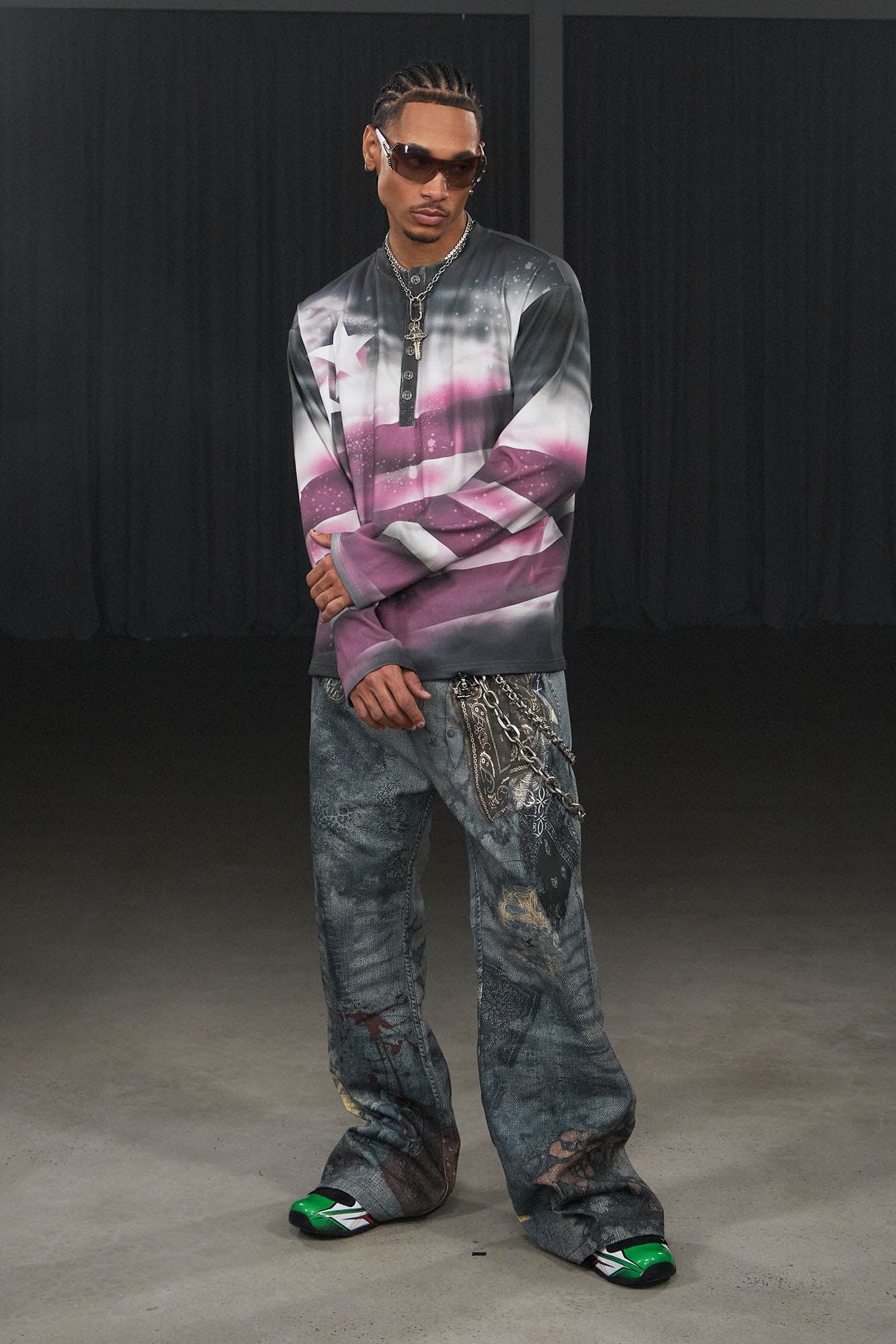 DND4DES Distressed Paisley Bandana Flared Pants-Pants-S-Free Shipping Leatheretro