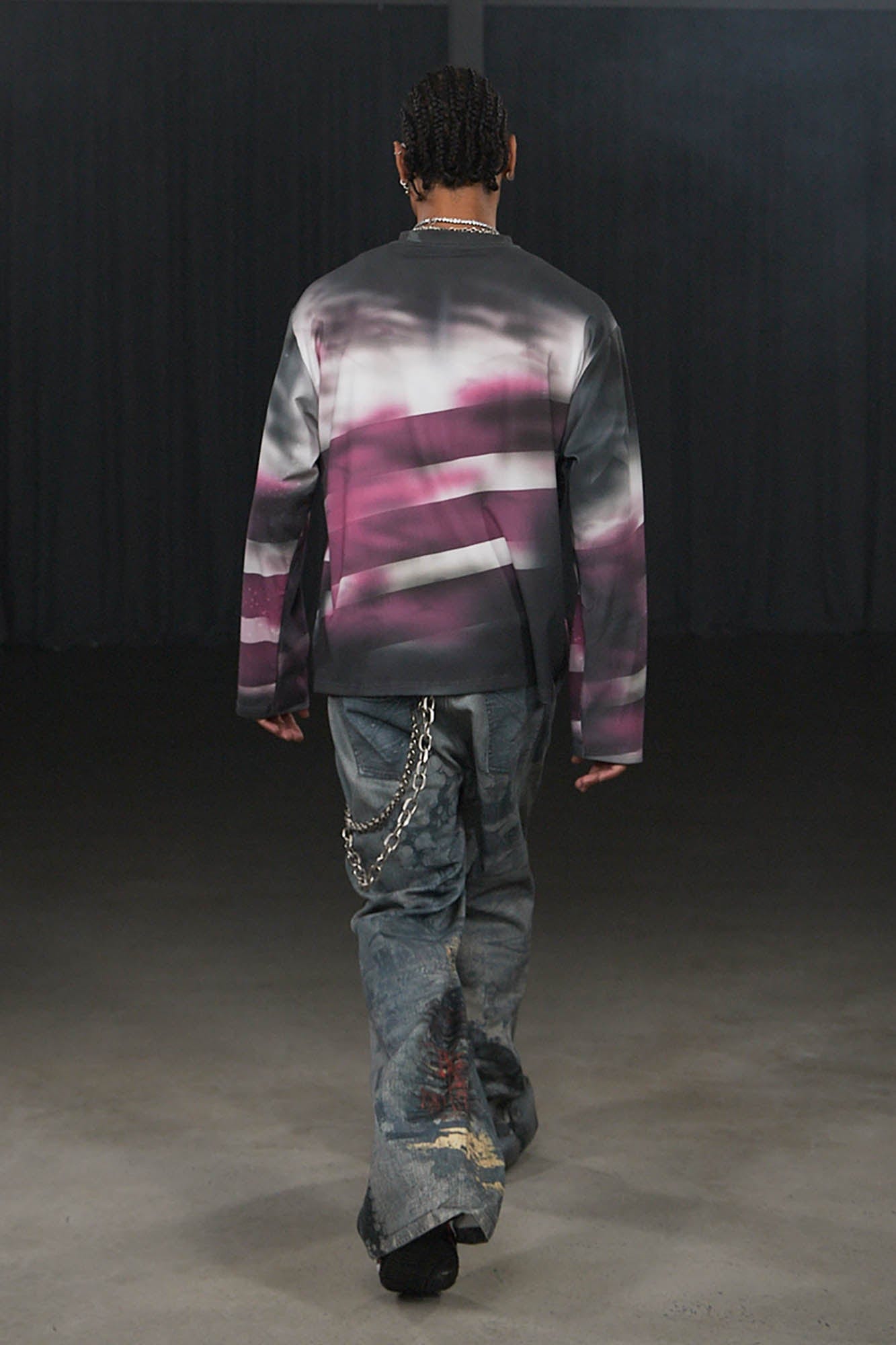 DND4DES Stars Graffiti Henley Long-Sleeve Tee-L/S Tee-S-Pink-Free Shipping Leatheretro