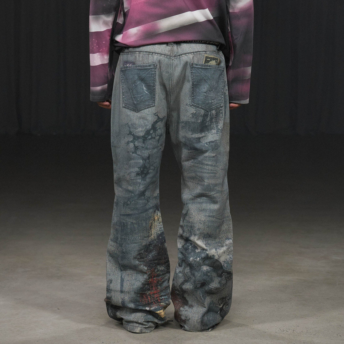 DND4DES Distressed Paisley Bandana Flared Pants-Pants-S-Free Shipping Leatheretro