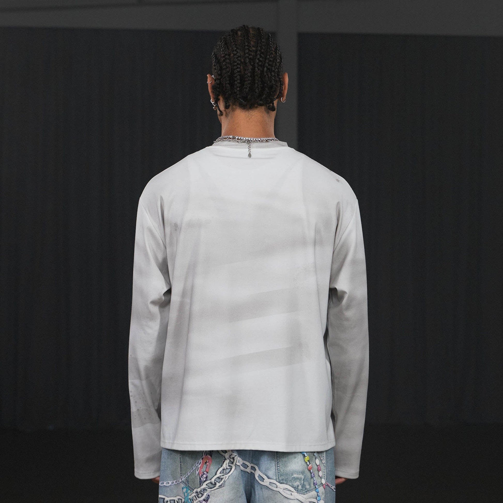 DND4DES Stars Graffiti Henley Long-Sleeve Tee-L/S Tee-S-Pink-Free Shipping Leatheretro