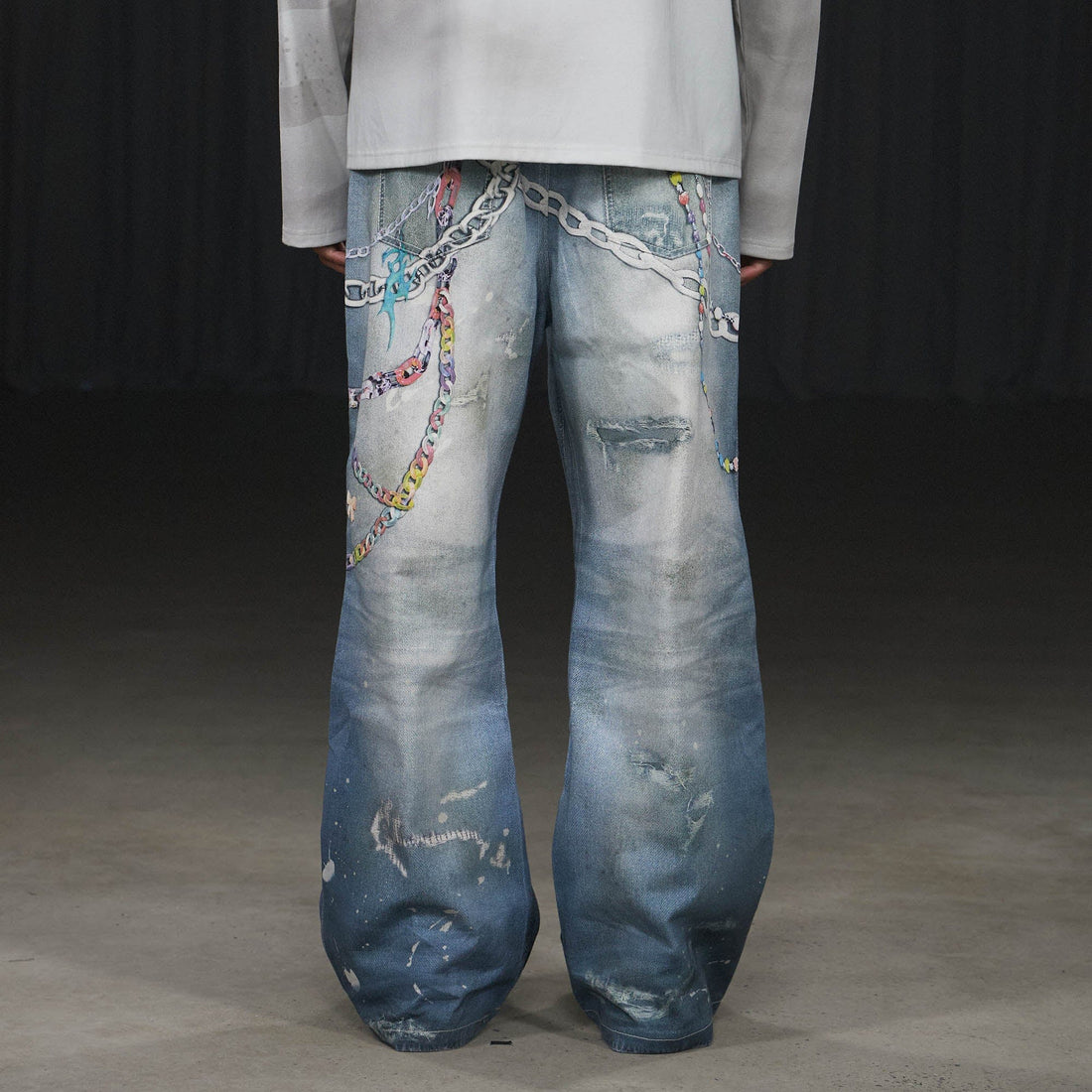 DND4DES Cartoon Chain Wide-Leg Jeans-Jeans-S-Free Shipping Leatheretro