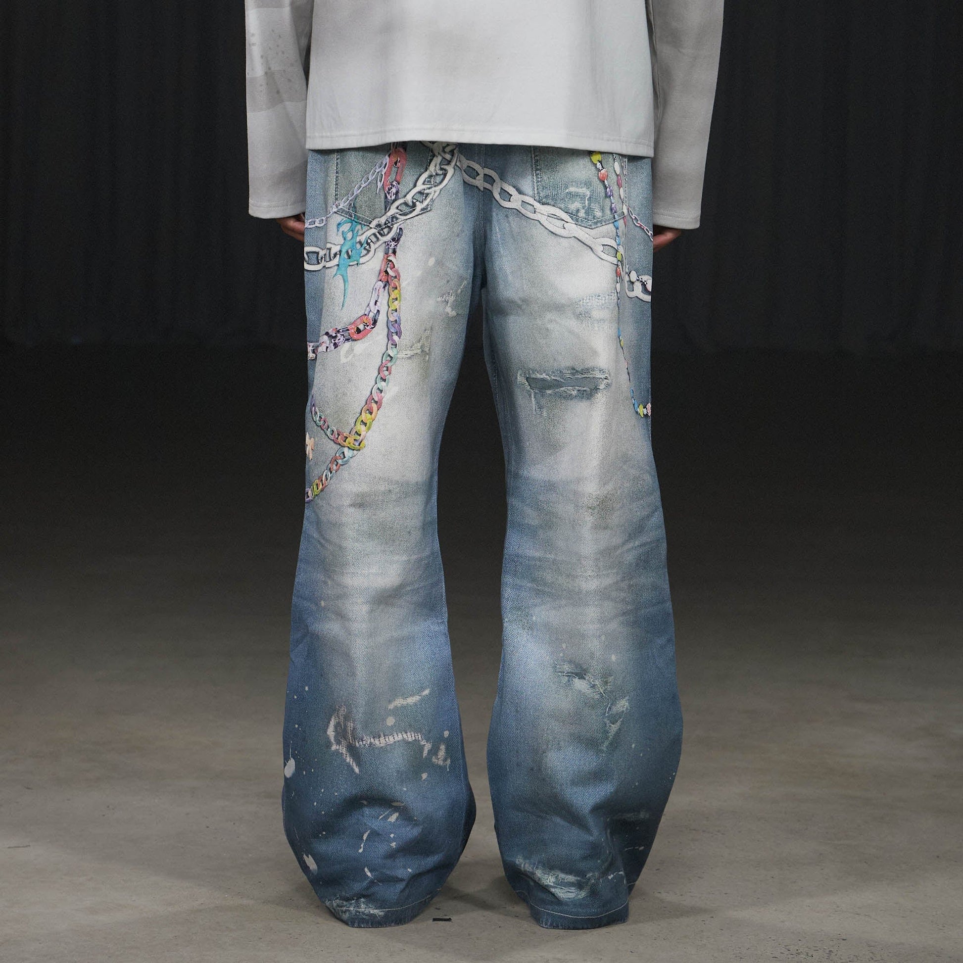 DND4DES Cartoon Chain Wide-Leg Jeans-Jeans-S-Free Shipping Leatheretro