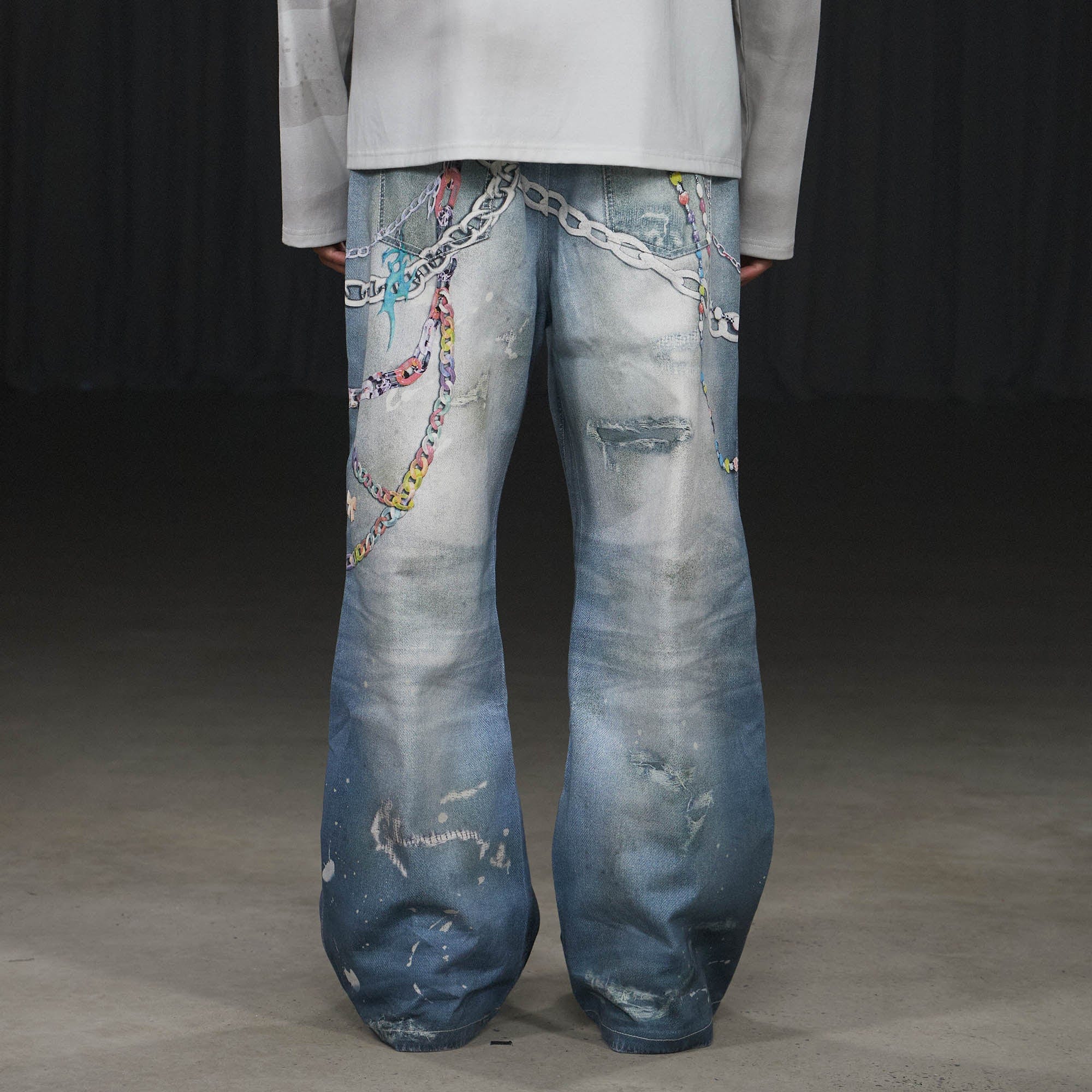 DND4DES Cartoon Chain Wide-Leg Jeans-Jeans-S-Free Shipping Leatheretro