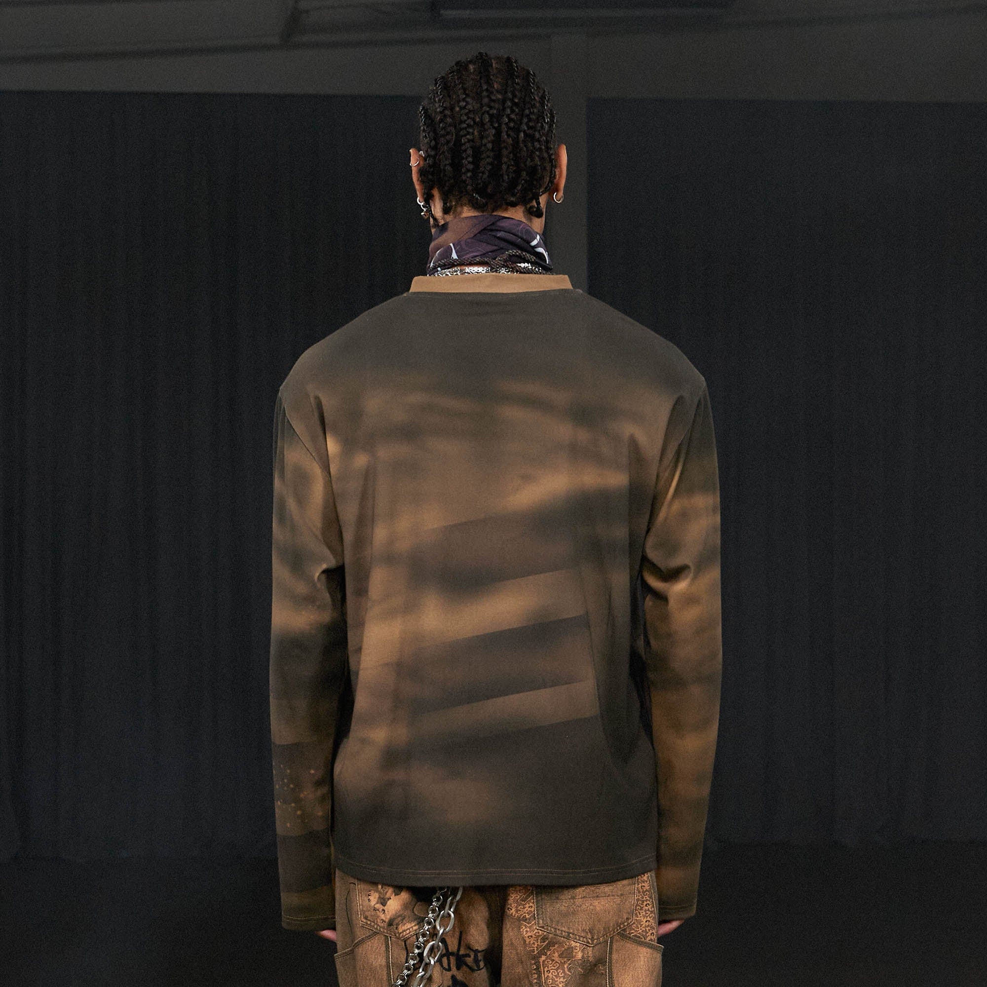 DND4DES Stars Graffiti Henley Long-Sleeve Tee-L/S Tee-S-Pink-Free Shipping Leatheretro