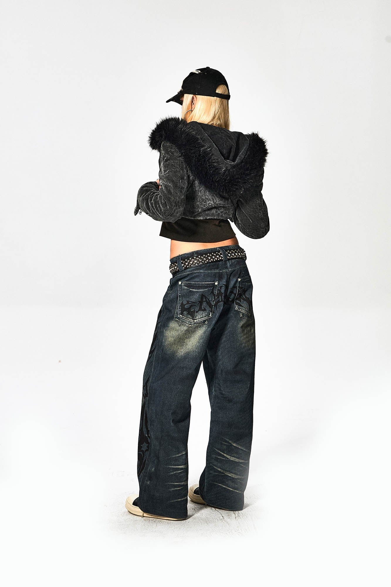 DND4DES×Faychui Acid Graphics Distressed Wide-Leg Jeans-Jeans-S-Free Shipping Leatheretro