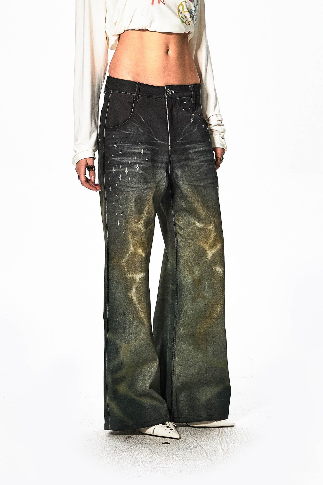 DND4DES Stardust Acid-Washed Jeans-Jeans-S-Free Shipping Leatheretro