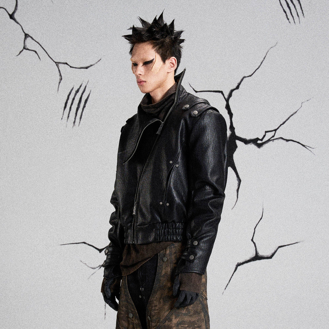 FLYERRER Mutation Asymmetrical High-Collar Faux Leather Jacket-Jacket-S-Free Shipping Leatheretro