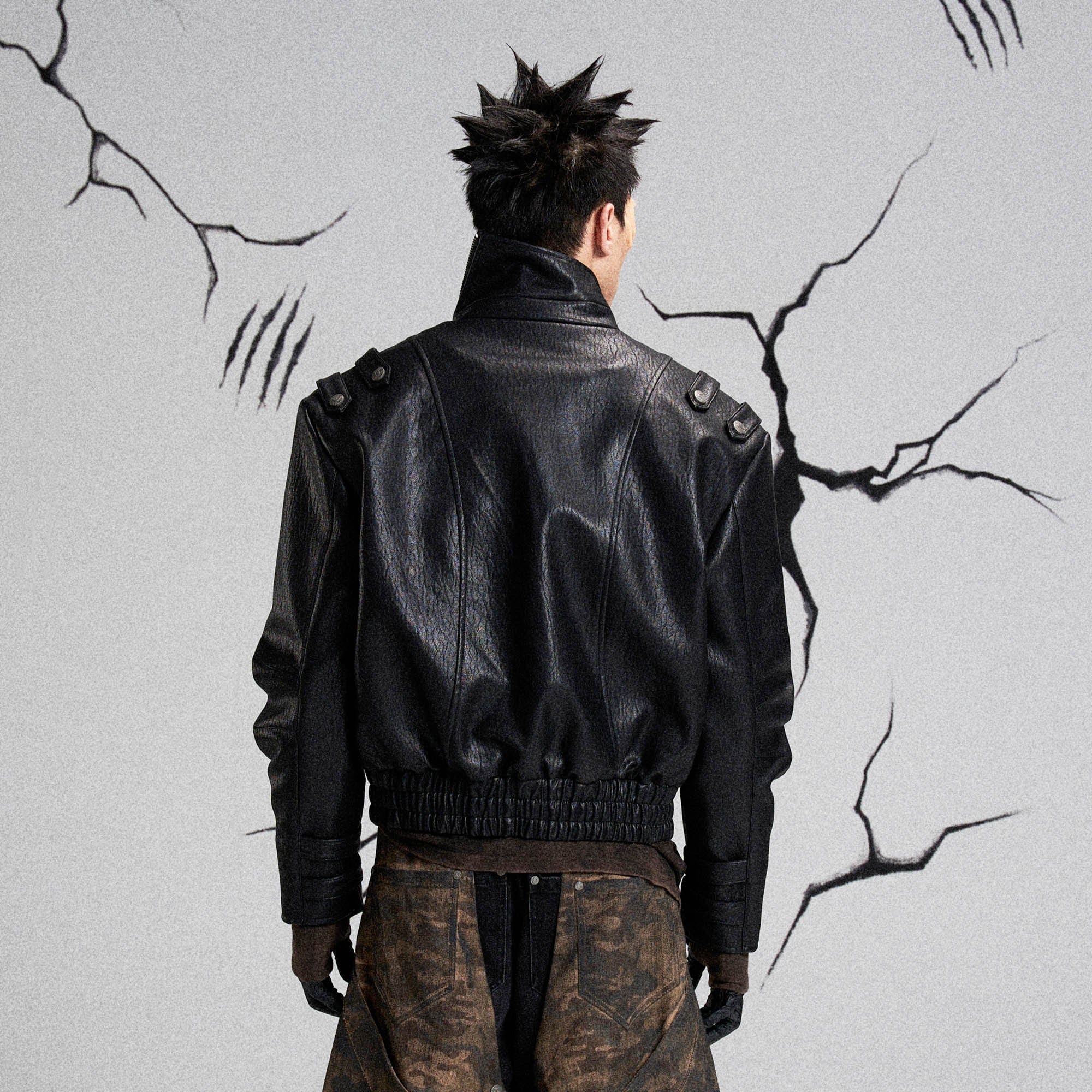 FLYERRER Mutation Asymmetrical High-Collar Faux Leather Jacket-Jacket-S-Free Shipping Leatheretro