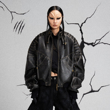 FLYERRER Mutation Exoskeleton Deconstructed Faux Leather Jacket-Jacket-S-Free Shipping Leatheretro