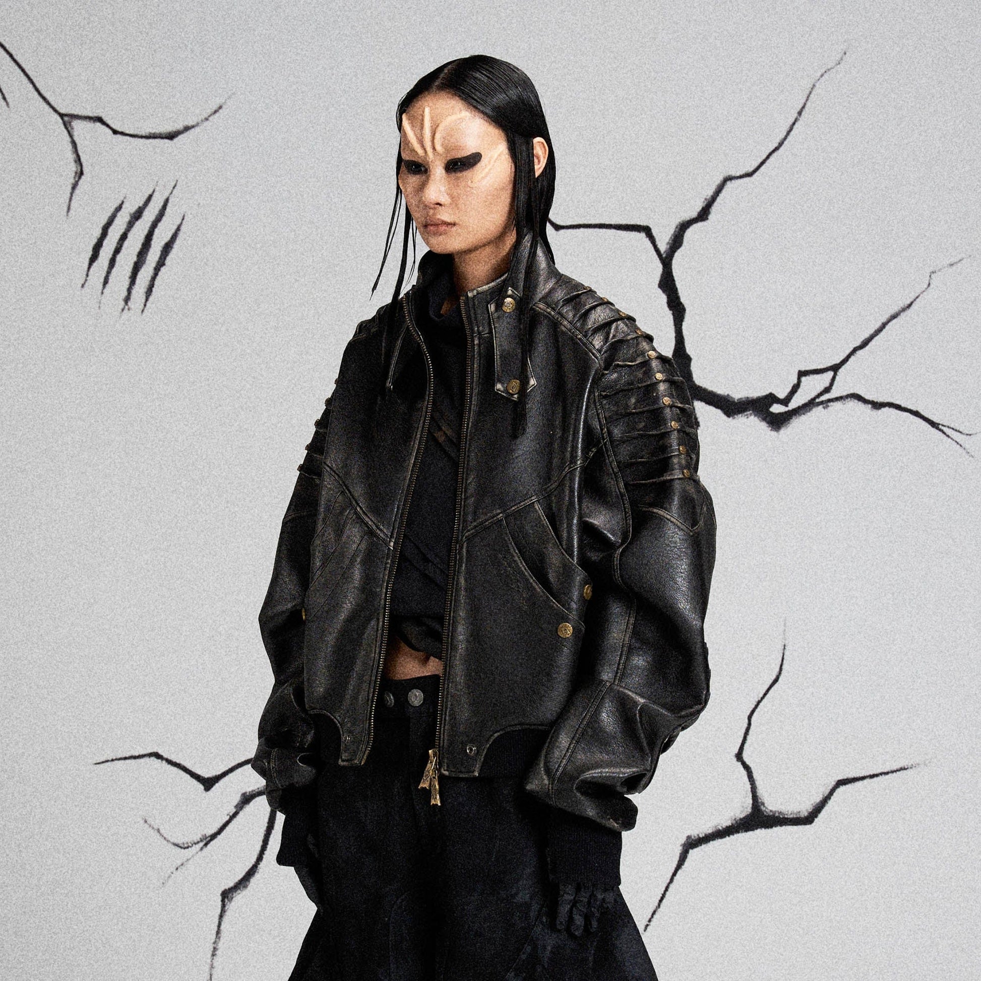FLYERRER Mutation Exoskeleton Deconstructed Faux Leather Jacket-Jacket-S-Free Shipping Leatheretro