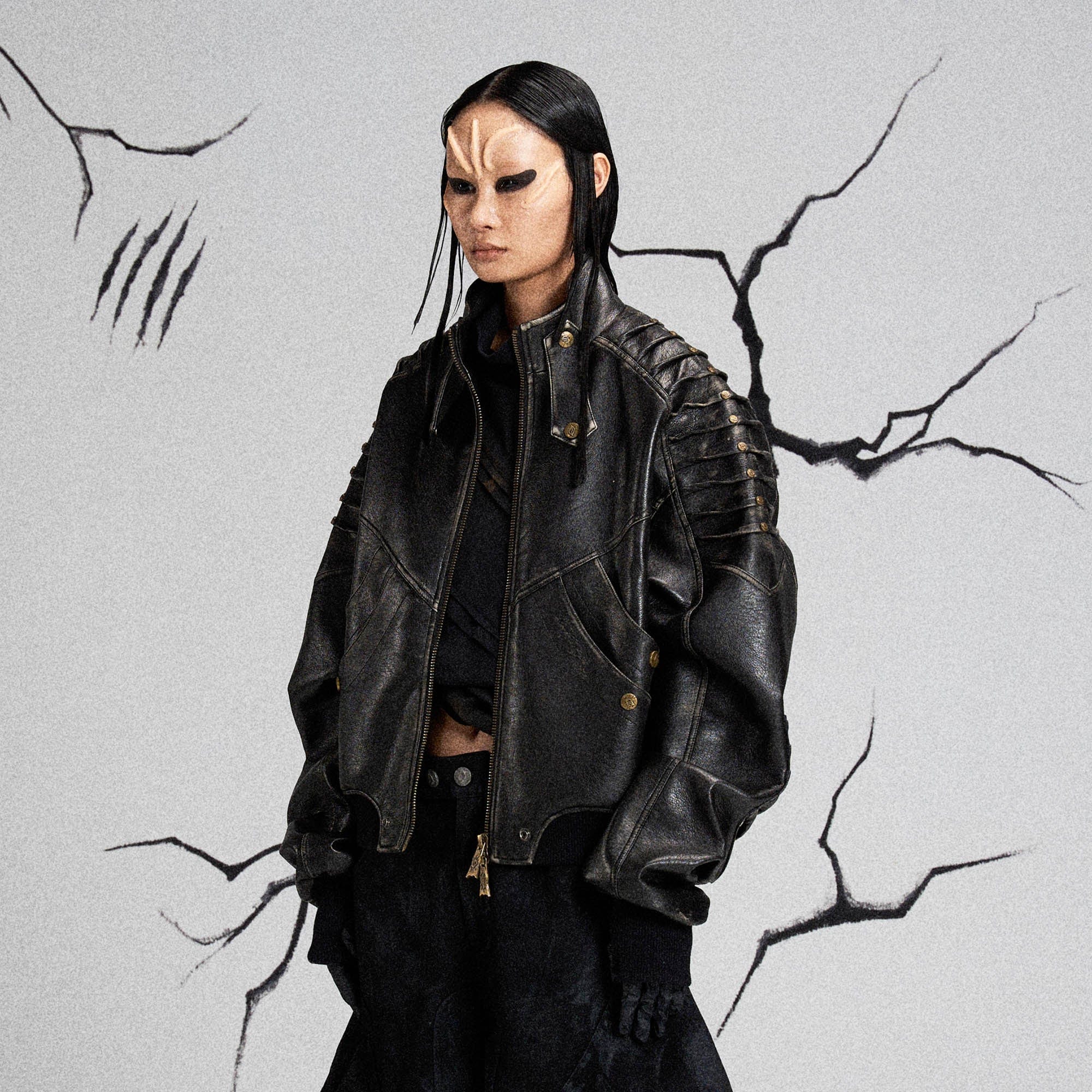 FLYERRER Mutation Exoskeleton Deconstructed Faux Leather Jacket-Jacket-S-Free Shipping Leatheretro