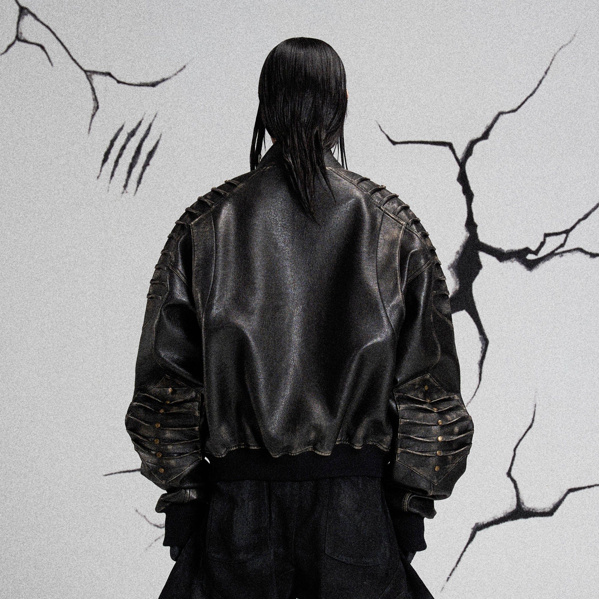 FLYERRER Mutation Exoskeleton Deconstructed Faux Leather Jacket-Jacket-S-Free Shipping Leatheretro