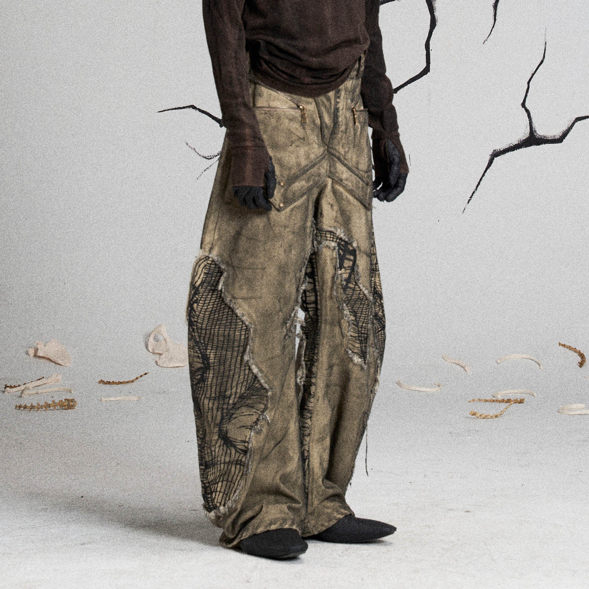 FLYERRER Mutation Distressed Fungal Invasion Machete Pants-Pants-S-Free Shipping Leatheretro