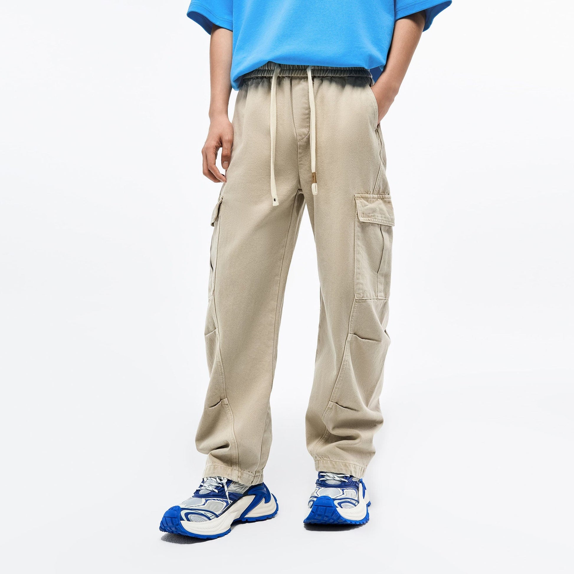 OVERLAPS Multi-Pocket Utility Curved Cargo Pants-Pants-S-Free Shipping Leatheretro