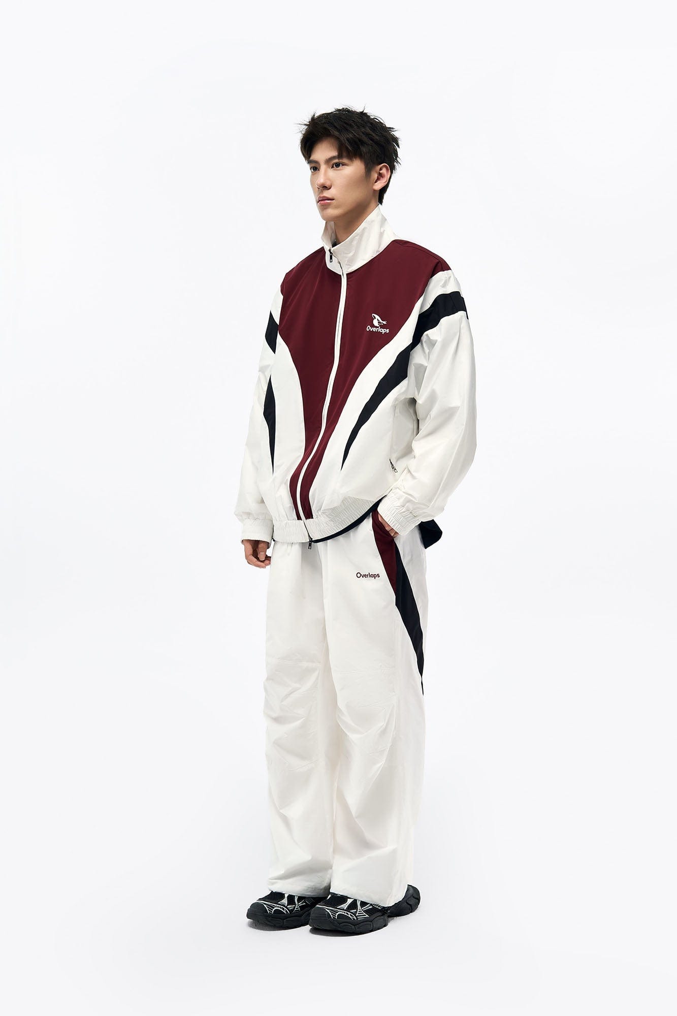 OVERLAPS Retro Contrast Spliced Track Jacket-Jacket-S-Free Shipping Leatheretro