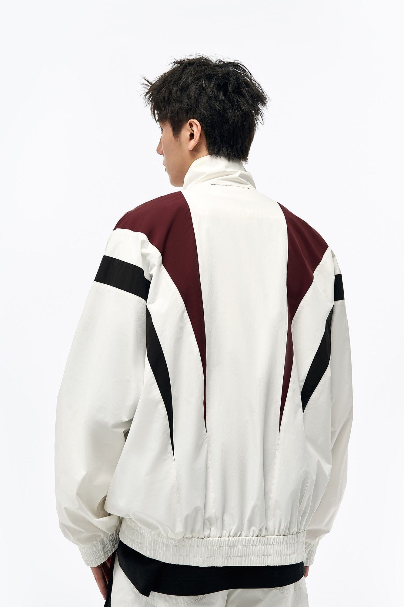 OVERLAPS Retro Contrast Spliced Track Jacket-Jacket-S-Free Shipping Leatheretro