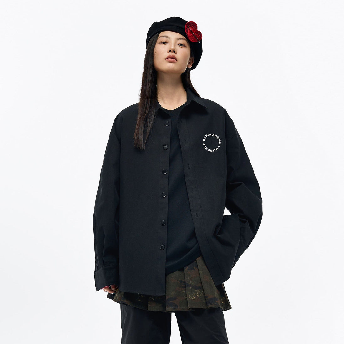 OVERLAPS Back Earth Graphic Overshirt-Shirt-S-Free Shipping Leatheretro