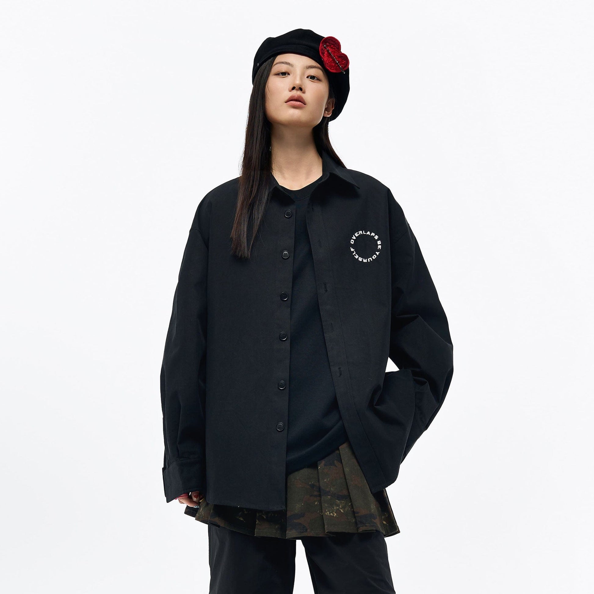 OVERLAPS Back Earth Graphic Overshirt-Shirt-S-Free Shipping Leatheretro