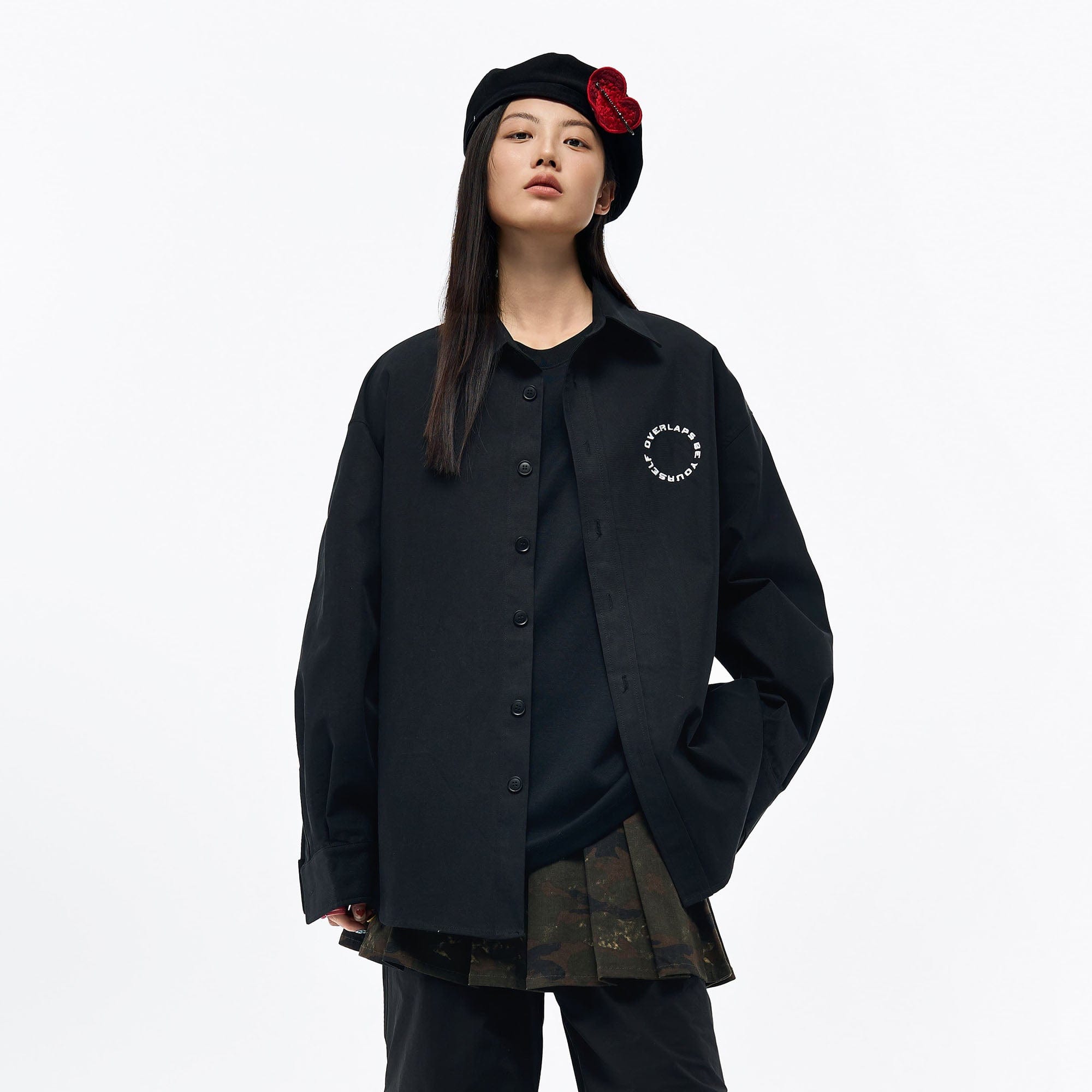 OVERLAPS Back Earth Graphic Overshirt-Shirt-S-Free Shipping Leatheretro