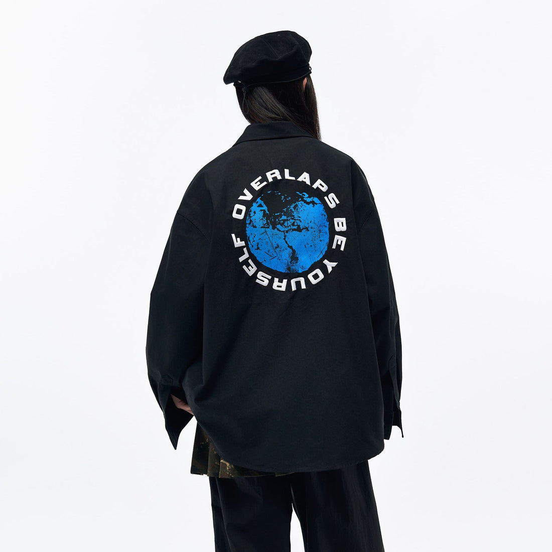 OVERLAPS Back Earth Graphic Overshirt-Shirt-S-Free Shipping Leatheretro