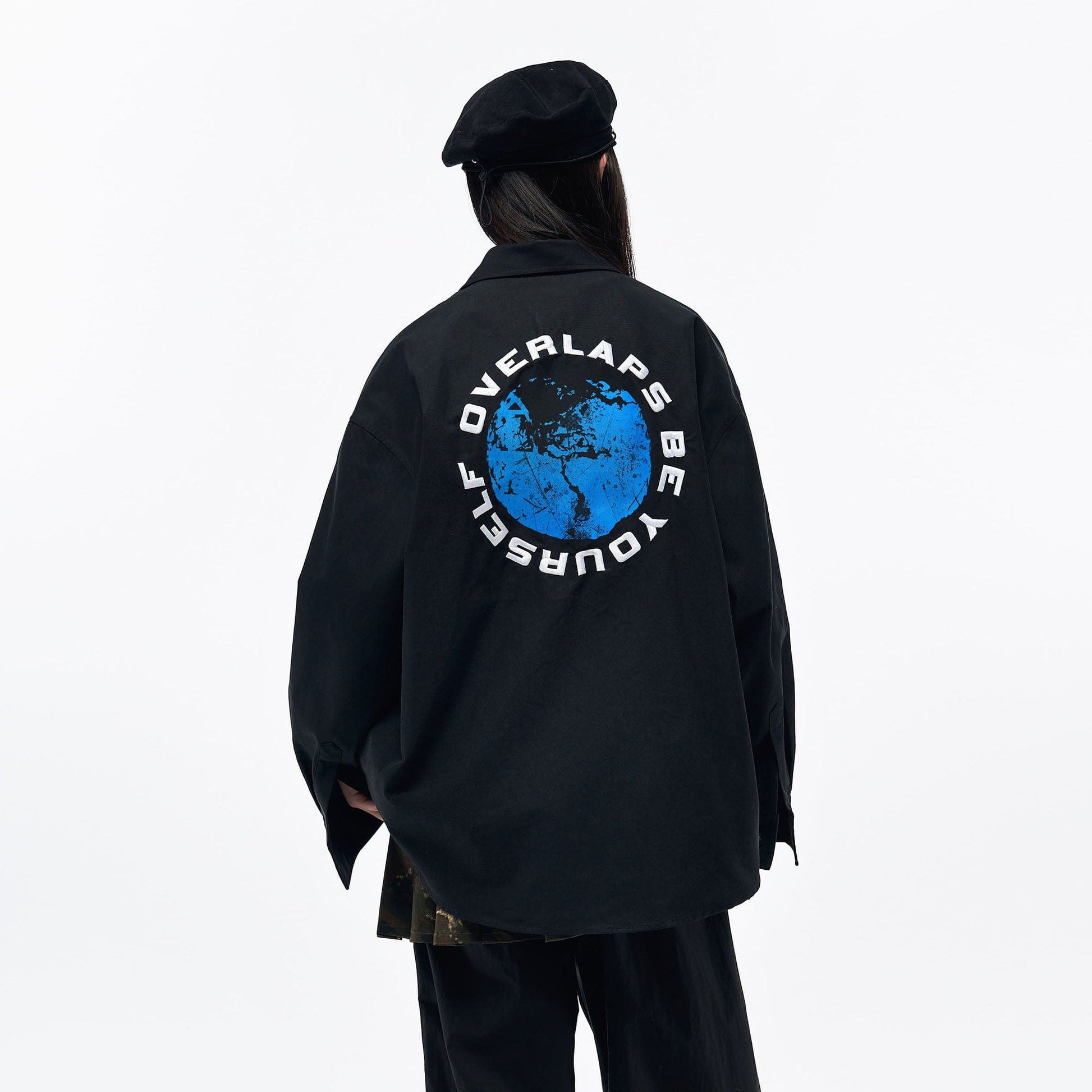 OVERLAPS Back Earth Graphic Overshirt-Shirt-S-Free Shipping Leatheretro