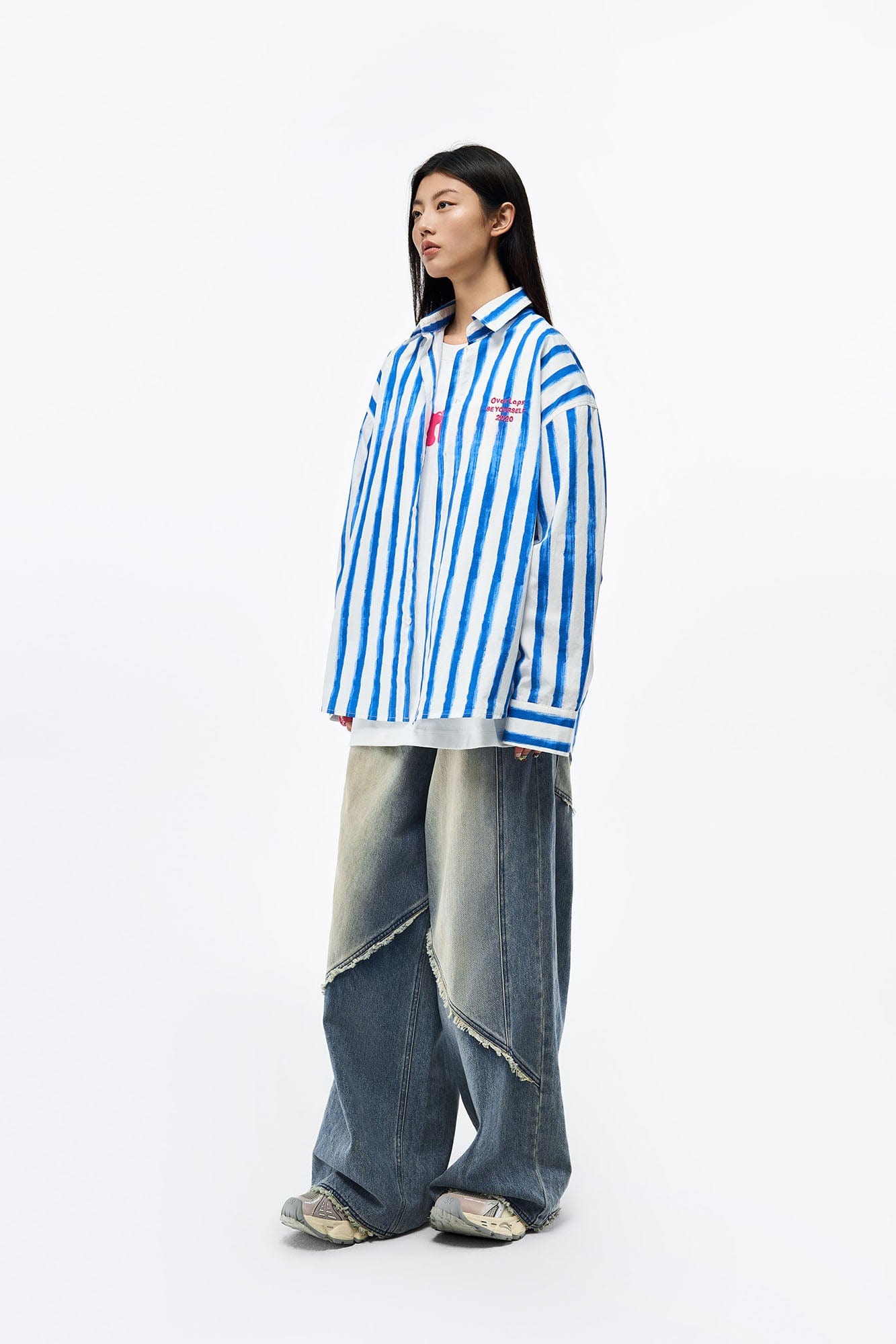 OVERLAPS Brushstroke Stripe Overshirt-Shirt-S-Free Shipping Leatheretro