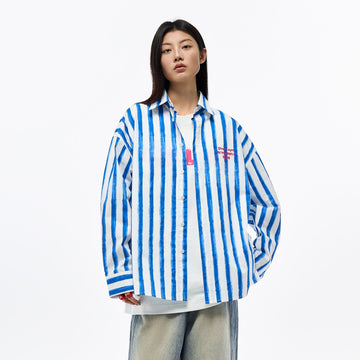 OVERLAPS Brushstroke Stripe Overshirt-Shirt-S-Free Shipping Leatheretro
