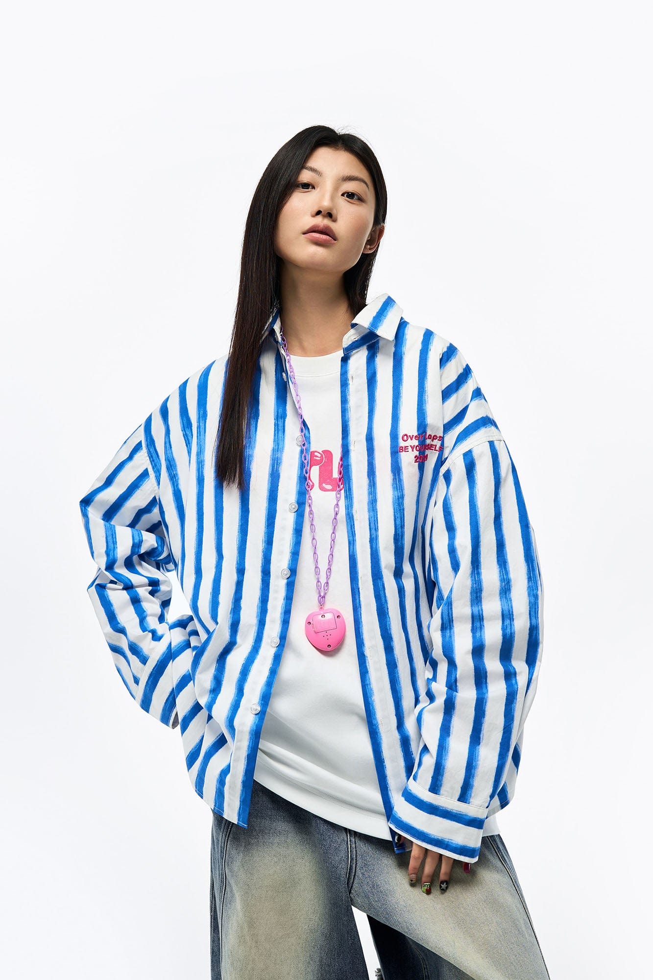 OVERLAPS Brushstroke Stripe Overshirt-Shirt-S-Free Shipping Leatheretro