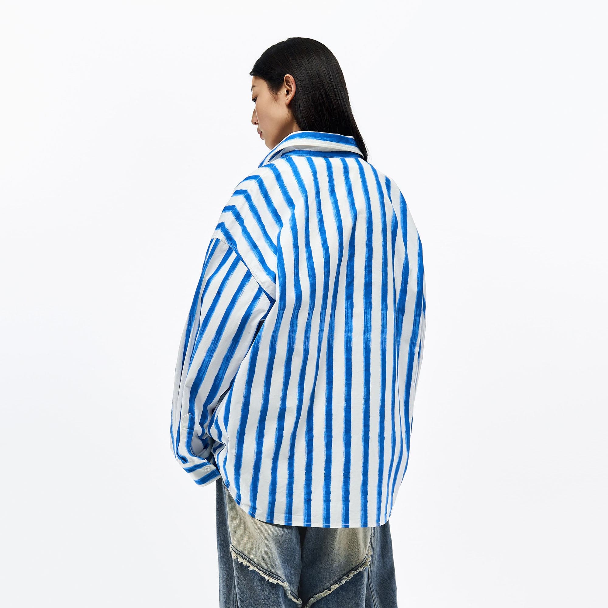 OVERLAPS Brushstroke Stripe Overshirt-Shirt-S-Free Shipping Leatheretro