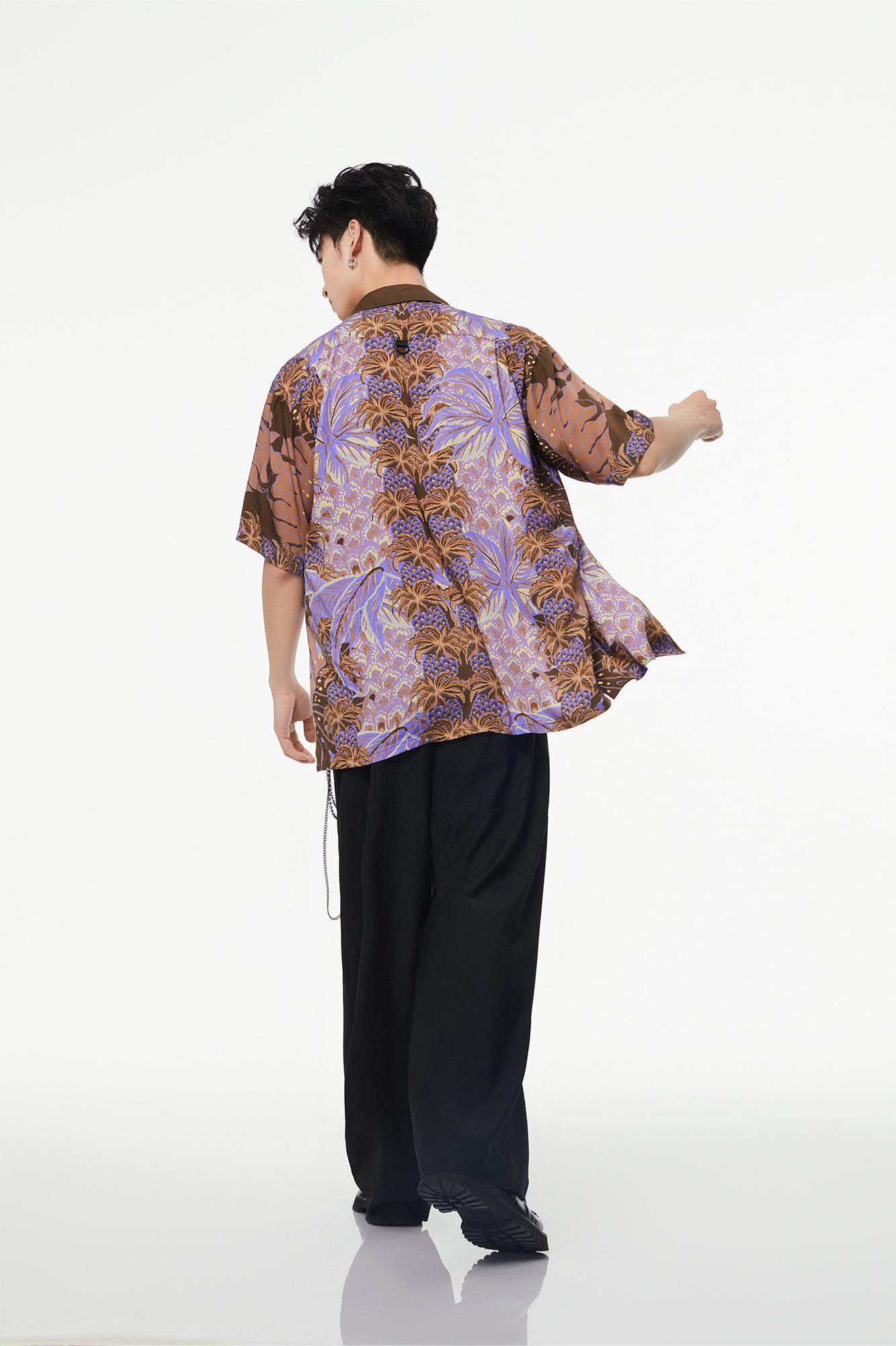 MASH UP ASIA Hawaiian Pineapple Graphic Half Shirt Purple-Half shirt-S-Free Shipping Leatheretro