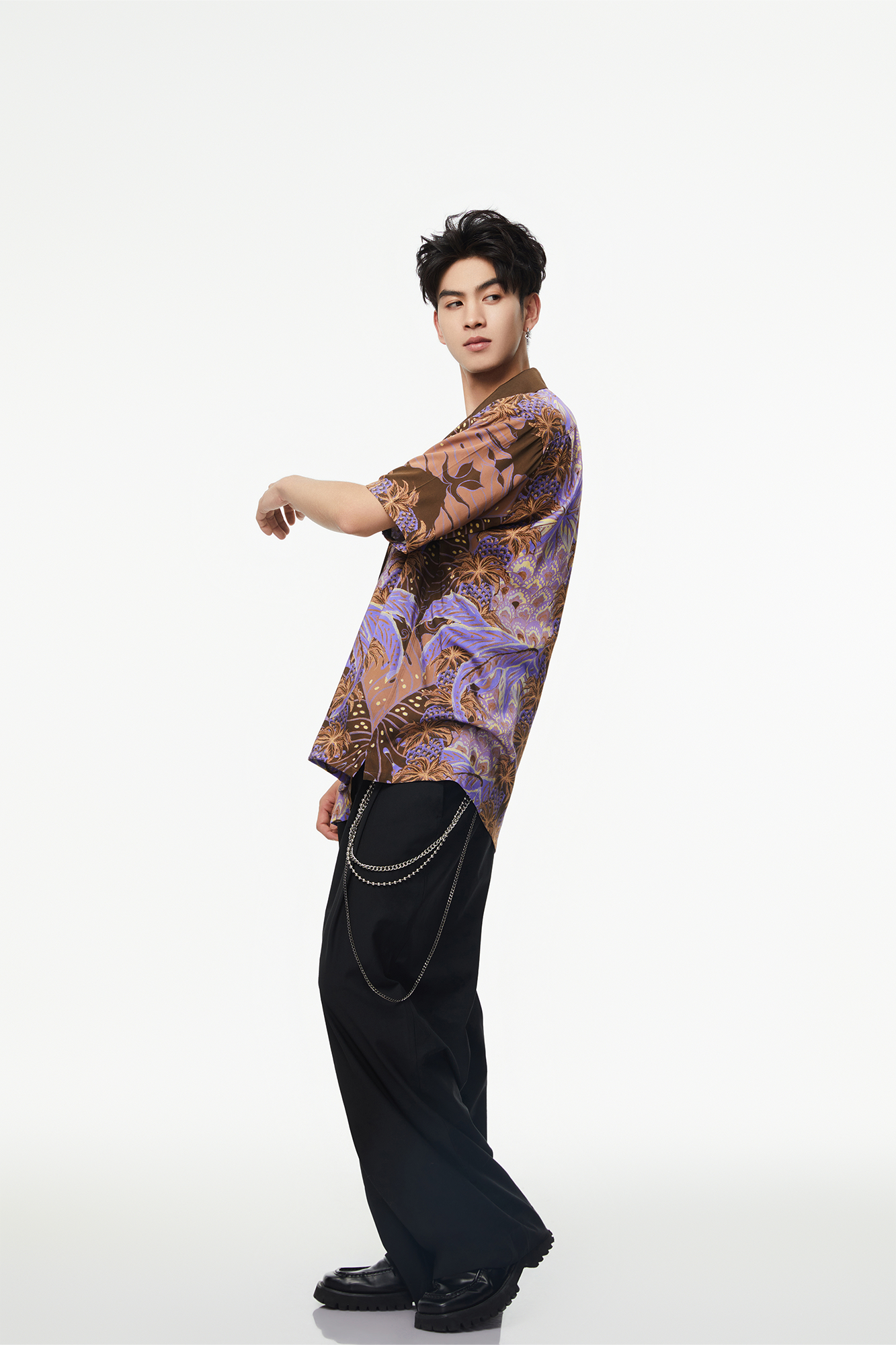 MASH UP ASIA Hawaiian Pineapple Graphic Half Shirt Purple-Half shirt-S-Free Shipping Leatheretro